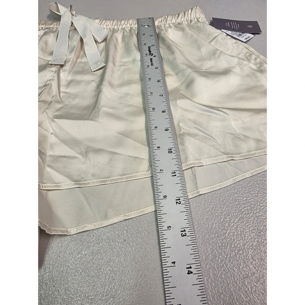 Auden Luxury Collection Women Satin Sleep Shorts Cream‎ White Size Large